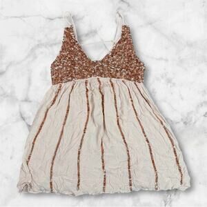 Intimately Free People Girl Rose Gold Slip Dress XS Pink Sequined